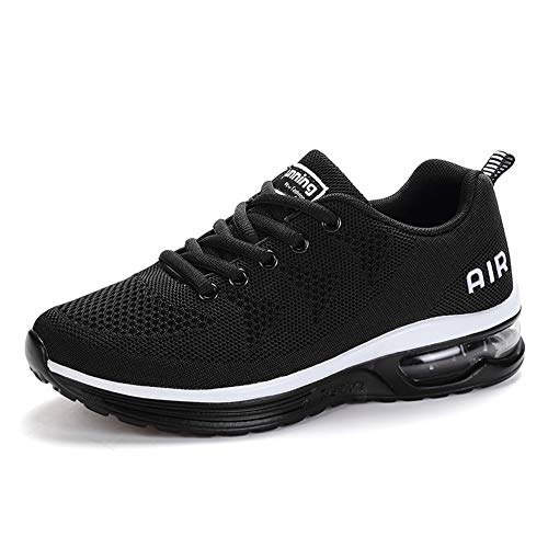 Axcone Hombre Mujer Zapatillas de Correr Casual Aire Libre Deporte Fitness Zapatillas de Running para Deportivos Entrenamiento-Blanco Negro 41