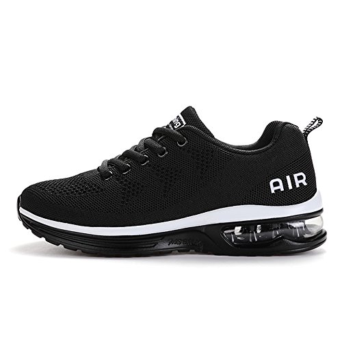 Axcone Hombre Mujer Zapatillas de Correr Casual Aire Libre Deporte Fitness Zapatillas de Running para Deportivos Entrenamiento-Blanco Negro 41