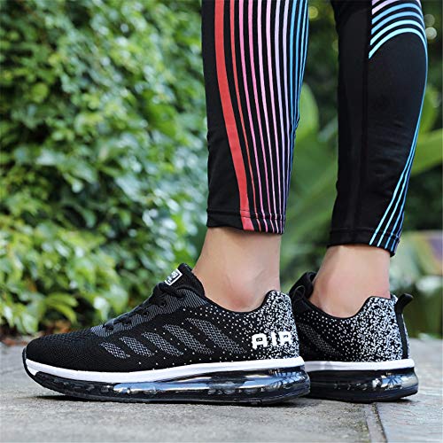 Axcone Zapatillas Hombres Mujer Deporte Running Zapatos para Correr Gimnasio Sneakers Deportivas Padel Transpirables Casual 833 BK 38EU