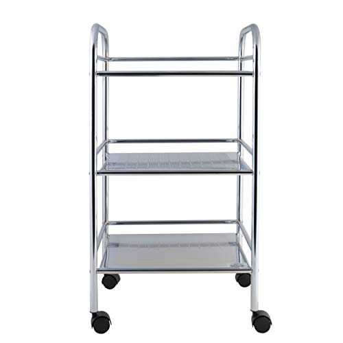 axentia Carrito Universal Multiusos con Ruedas y 3 Estantes, Metal, Plata, 76.80x32.80x6.10 cm