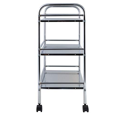 axentia Carrito Universal Multiusos con Ruedas y 3 Estantes, Metal, Plata, 76.80x32.80x6.10 cm