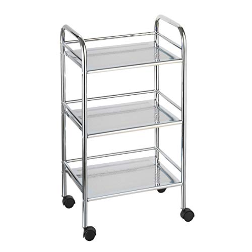 axentia Carrito Universal Multiusos con Ruedas y 3 Estantes, Metal, Plata, 76.80x32.80x6.10 cm