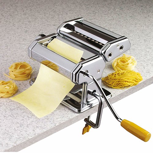 axentia – Máquina manual para hacer pasta casera, pasta maker para lasañas, tallarines, tagliatelles o espaguetis – con 3 rodillos – 9 grosores diferentes de pasta