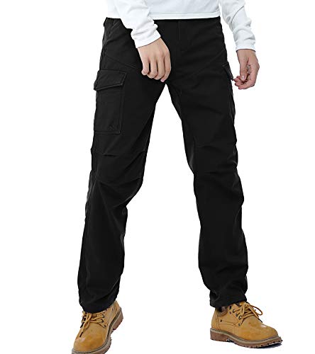 AYG Invierno Terciopelo Hombre Pantalon Laboral Cargo Pants(Black,29)