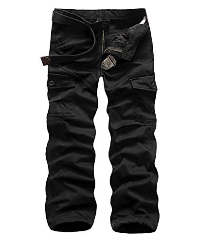 AYG Invierno Terciopelo Hombre Pantalon Laboral Cargo Pants(Black,29)