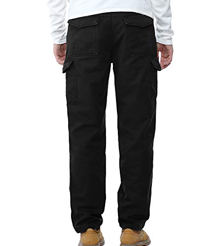 AYG Invierno Terciopelo Hombre Pantalon Laboral Cargo Pants(Black,29)