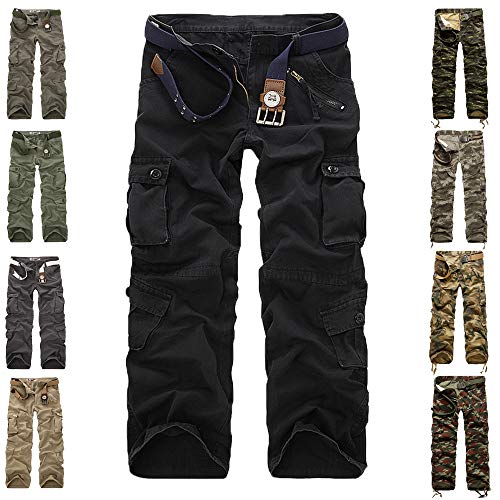 AYG Pantalon Militar Cargo Trousers para Hombre Negro(black) 29W / 31L