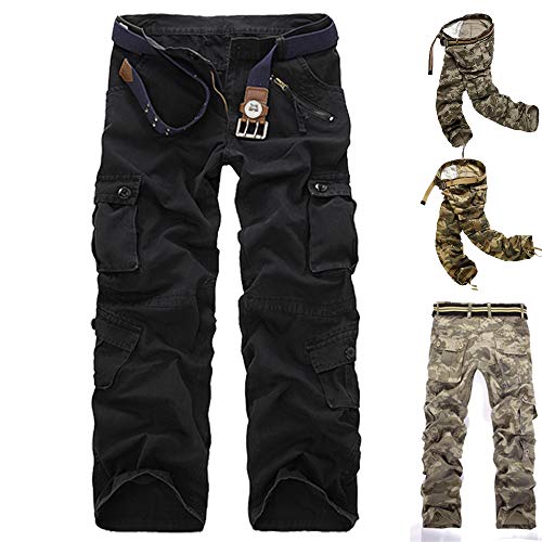 AYG Pantalon Militar Cargo Trousers para Hombre Negro(black) 29W / 31L