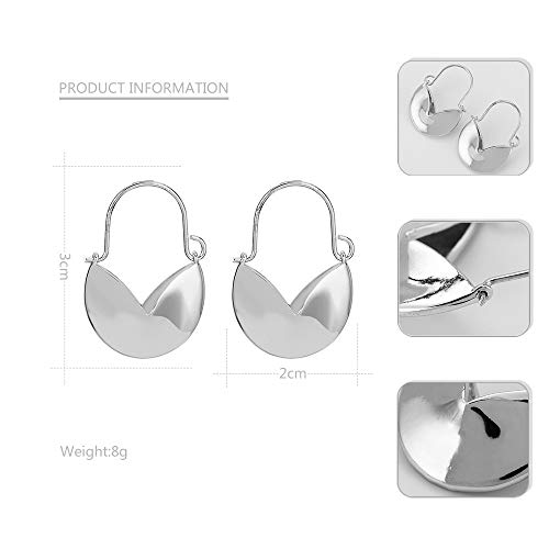 Aymsm Pendientes de Bloqueo Retro Simple de diseño Europeo y Americano, Metal Fino Chapado en Oro, Pendientes de Viento Fresco Plateados