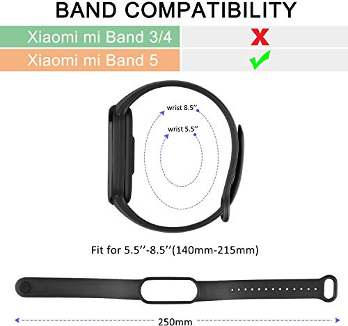 AYOU Correa para Xiaomi Mi Band 5 Correa, Relojes Repuesto Pulsera de Silicona (No Compatible Mi Band 4) (Negro/Rojo/Azul)