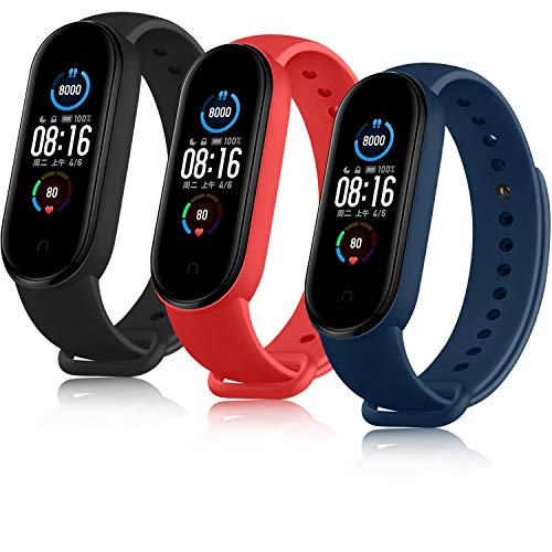 AYOU Correa para Xiaomi Mi Band 5 Correa, Relojes Repuesto Pulsera de Silicona (No Compatible Mi Band 4) (Negro/Rojo/Azul) AYOU Correa para Xiaomi Mi Band 5 Correa, Relojes Repuesto Pulsera de Silicona (No Compatible Mi Band 4) (Negro/Rojo/Azul)