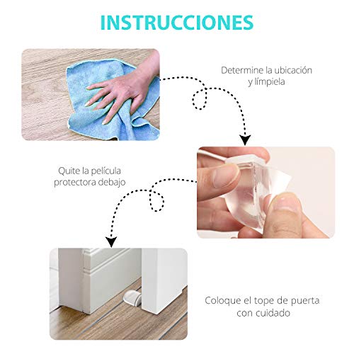 Aywne Tope para Puertas, Transparente Topes Puertas Adhesivo, Tope para la Puerta Autoadhesivo, Tope de Puerta para Suelo Decorativo, Protección de Pared y Muebles, 6pcs