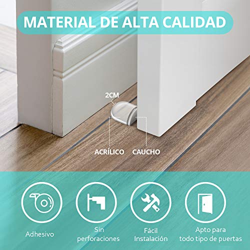 Aywne Tope para Puertas, Transparente Topes Puertas Adhesivo, Tope para la Puerta Autoadhesivo, Tope de Puerta para Suelo Decorativo, Protección de Pared y Muebles, 6pcs