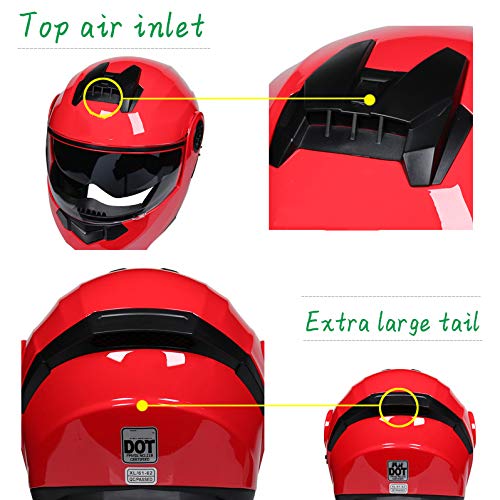 AYYSHOP Cascos Integrales Abatibles, Visera Antivaho Casco Abatible para Motocicleta All Seasons, Casco De Moto Modular Cool Safety Crash Crash para Hombre Y Mujer Certificado por Dot,Rosado,M