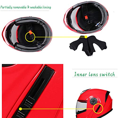 AYYSHOP Cascos Integrales Abatibles, Visera Antivaho Casco Abatible para Motocicleta All Seasons, Casco De Moto Modular Cool Safety Crash Crash para Hombre Y Mujer Certificado por Dot,Rosado,M AYYSHOP Cascos Integrales Abatibles, Visera Antivaho Casco Abatible para Motocicleta All Seasons, Casco De Moto Modular Cool Safety Crash Crash para Hombre Y Mujer Certificado por Dot,Rosado,M