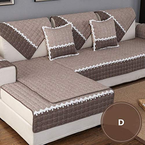 azalea store Caso sofá de algodón Tela de Lino Color sólido Sofá Sofá Toalla Cubierta del Amortiguador Diferentes sofá-Shape, B, 1pcs 110x240cm