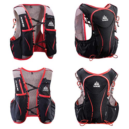 Azarxis - Mochila de Hidratación Trail Running 5L Ligera Chaleco Ciclismo con Botella de Agua para Senderismo Escalada Corriente (con 2 * 500ml Botella Blanda, L/XL - 97-109 cm)