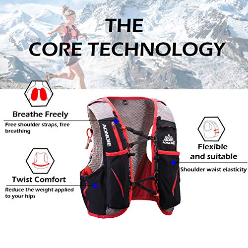 Azarxis - Mochila de Hidratación Trail Running 5L Ligera Chaleco Ciclismo con Botella de Agua para Senderismo Escalada Corriente (con 2 * 500ml Botella Blanda, L/XL - 97-109 cm)