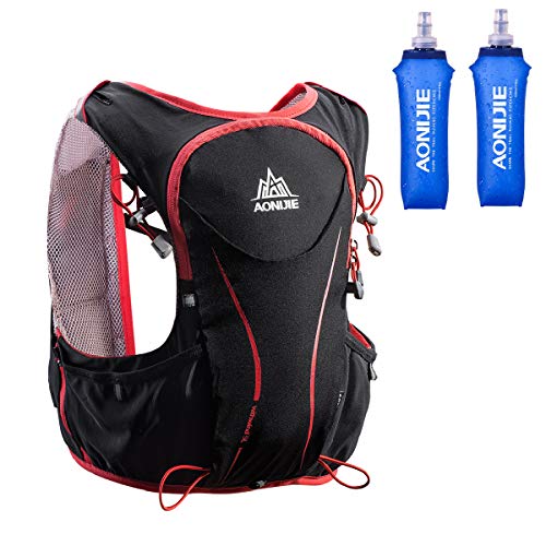 Azarxis - Mochila de Hidratación Trail Running 5L Ligera Chaleco Ciclismo con Botella de Agua para Senderismo Escalada Corriente (con 2 * 500ml Botella Blanda, L/XL - 97-109 cm)