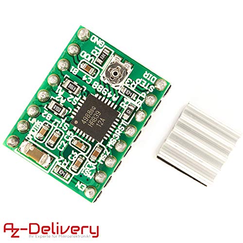 AZDelivery 3 x A4988 DMOS Controlador de Motor paso a paso Stepper Motor Driver RepRap RAMPS ARDUINO completo con Encabezados de Pin y Disipador de calor