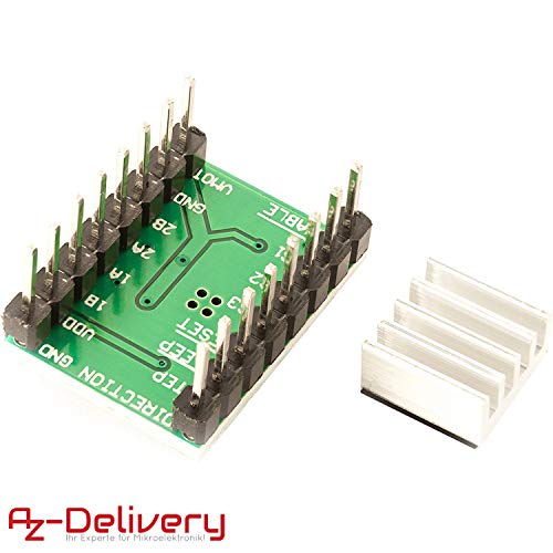 AZDelivery 3 x A4988 DMOS Controlador de Motor paso a paso Stepper Motor Driver RepRap RAMPS ARDUINO completo con Encabezados de Pin y Disipador de calor AZDelivery 3 x A4988 DMOS Controlador de Motor paso a paso Stepper Motor Driver RepRap RAMPS ARDUINO completo con Encabezados de Pin y Disipador de calor