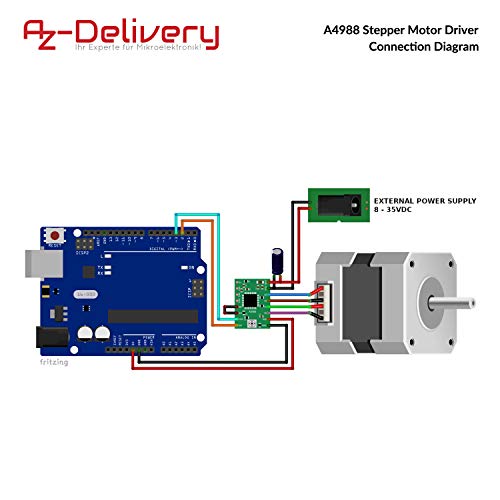 AZDelivery 3 x A4988 DMOS Controlador de Motor paso a paso Stepper Motor Driver RepRap RAMPS ARDUINO completo con Encabezados de Pin y Disipador de calor AZDelivery 3 x A4988 DMOS Controlador de Motor paso a paso Stepper Motor Driver RepRap RAMPS ARDUINO completo con Encabezados de Pin y Disipador de calor