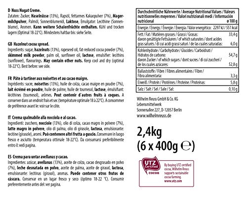 AZELA - Crema untable de cacao y avellana (6 unidades de 400 g)