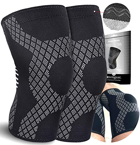 aZengear Rodillera para Hombre y Mujer - Rodillera Deportiva con la Mejor compresión de rótula para menisco y Artritis, Correr, Crossfit, Levantamiento de Pesas, Sentadillas (Medium)