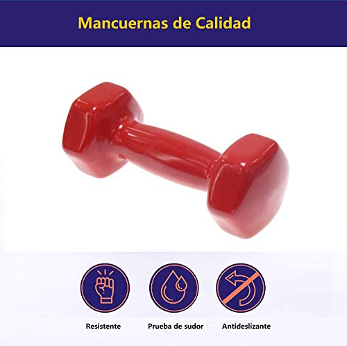 azorex Juego 2Pcs Mancuernas Pesas Antideslizantes Gimnasio Fitness Antirollo Mancuernas para Hacer Ejercicio 1-6KG Color Aleatorio (1KG)