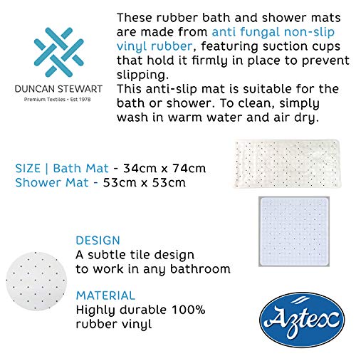 aztex Alfombra De Baño o Ducha con Clips De Ventosa, Vinilo - Alfombra de Ducha, Blanco aztex Alfombra De Baño o Ducha con Clips De Ventosa, Vinilo - Alfombra de Ducha, Blanco