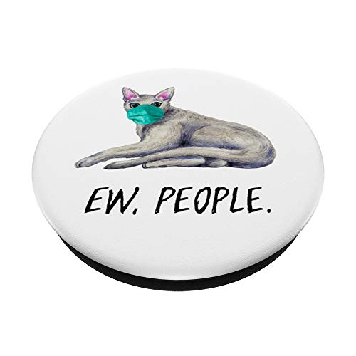 AZUL RUSO Gato Con Mascarilla Ew, People PopSockets PopGrip: Agarre intercambiable para Teléfonos y Tabletas