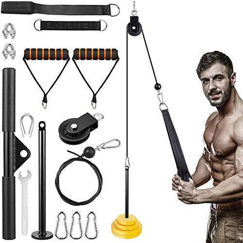 AZUOYI Poleas Gimnasio para Casa con Cuerda Pesada, Máquina del Sistema Polea de Tríceps Gimnasio Casa de Bricolaje para Curl de Bíceps, Extensiones Tríceps, Entrenamiento Fitness Gimnasio