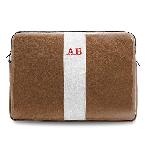 b-Kover | Funda Protectora Personalizada con Tus Iniciales para Portátil 15,6 Pulgadas | Piel Vegana, Impermeable | Compatible con MacBook, DELL, HP, Lenovo, ASUS Laptop | Maletín Delgado Ordenador