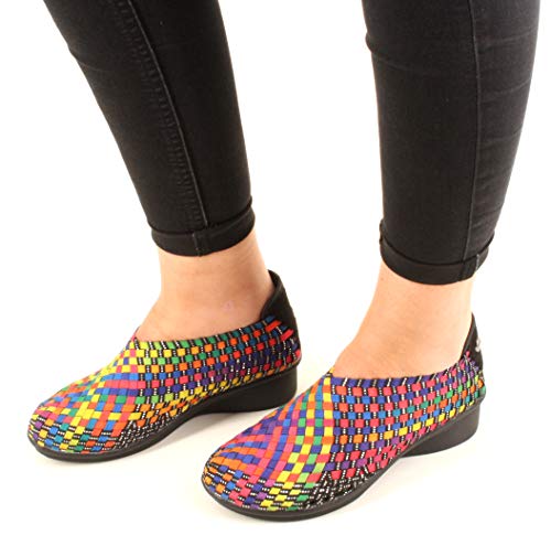 B M BERNIE MEV NEW YORK Gem Yael Wedge - Zapatillas de cuña para Mujer, Multicolor (Black Multi), 41 EU