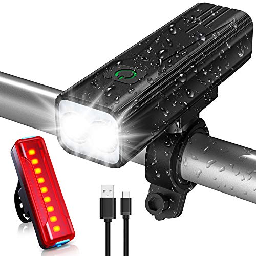 Babacom Luz Bicicleta, Luces Bicicleta USB Recargable con 5 Modos, IPX5 Impermeable Alta Potencia Luz Delantera Bicicleta y Luz Trasera Bicicleta para Ciclismo de Carretera Seguridad en La Noche Babacom Luz Bicicleta, Luces Bicicleta USB Recargable con 5 Modos, IPX5 Impermeable Alta Potencia Luz Delantera Bicicleta y Luz Trasera Bicicleta para Ciclismo de Carretera Seguridad en La Noche