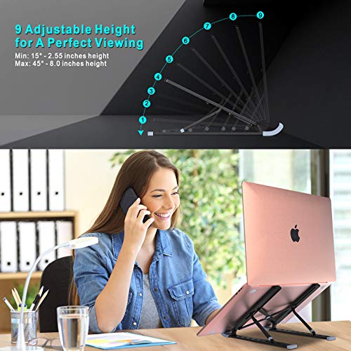 Babacom Soporte Portatil, Aluminio Ventilado Refrigeración Soporte para Portatil Mesa, 9 Niveles Adjustable Soporte Ordenador Portátil para Macbook Pro Air, Lenovo y Otros 10-15.6” Portatiles(Negro) Babacom Soporte Portatil, Aluminio Ventilado Refrigeración Soporte para Portatil Mesa, 9 Niveles Adjustable Soporte Ordenador Portátil para Macbook Pro Air, Lenovo y Otros 10-15.6” Portatiles(Negro)