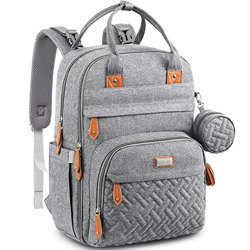 BabbleRoo Mochilas de Pañales para Bebé, Gran Capacidad Mochila de Cambio Bolsa para Pañales con Cambiador y Porta Chupones para Mamá y Papá (gris) BabbleRoo Mochilas de Pañales para Bebé, Gran Capacidad Mochila de Cambio Bolsa para Pañales con Cambiador y Porta Chupones para Mamá y Papá (gris)
