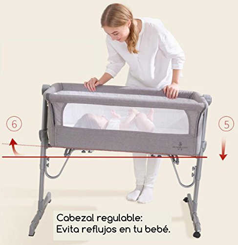 Babify - Minicuna Colecho Regulable, Multialturas, Reclinable, Colchón Incluido, color Gris Babify - Minicuna Colecho Regulable, Multialturas, Reclinable, Colchón Incluido, color Gris