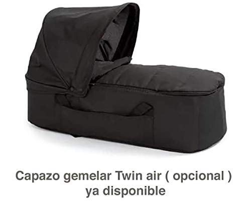 Babify Twin Air Silla de Paseo Gemelar, ligera y compacta - Homologada hasta 22 kg por asiento - Color Negro