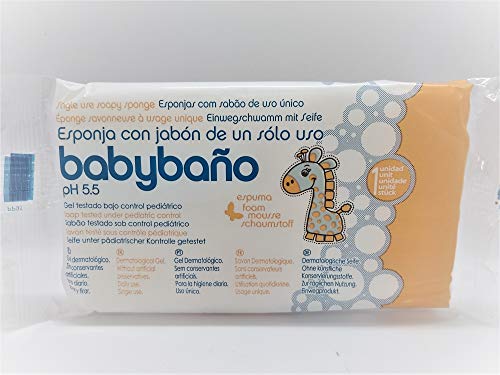 Babybaño Esponja Jabonosa De Un Solo Uso Para Bebés, 0 A 3 Años - Estuche de 25 esponjas.