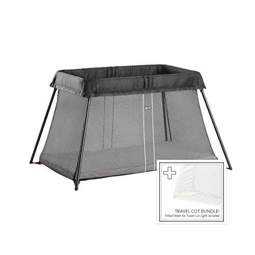 BabyBjörn Cuna de viaje Light + Sábana Ajustable, Negro BabyBjörn Cuna de viaje Light + Sábana Ajustable, Negro