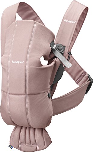 BabyBjörn Mochila Porta Bebé Mini, Cotton, Rosa Palo