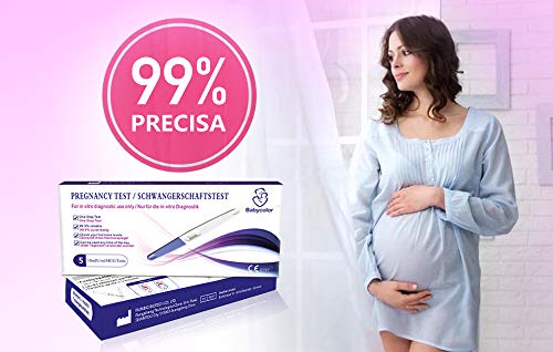 Babycolor Test de Embarazo Ultrasensible, 5 Pruebas de Embarazo alta Sensibilidad 10 mIU/ml, HCG Test 99% de precisión