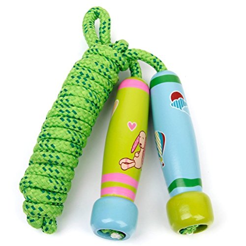 babyGreen Cuerda de Saltar para niños,Cuerdas de Saltar,Skipping Rope Ajustable con Mango de Madera, Longitud de 102 Pulgadas Adecuado para el Juego Escolar o Actividad al Aire Libre