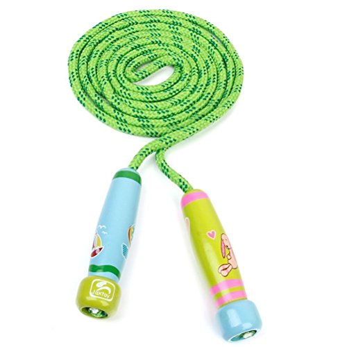 babyGreen Cuerda de Saltar para niños,Cuerdas de Saltar,Skipping Rope Ajustable con Mango de Madera, Longitud de 102 Pulgadas Adecuado para el Juego Escolar o Actividad al Aire Libre