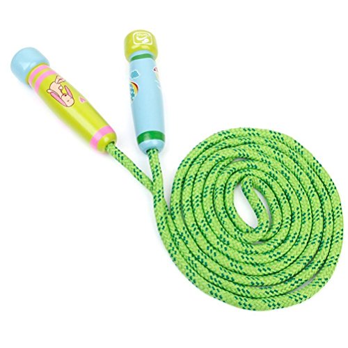 babyGreen Cuerda de Saltar para niños,Cuerdas de Saltar,Skipping Rope Ajustable con Mango de Madera, Longitud de 102 Pulgadas Adecuado para el Juego Escolar o Actividad al Aire Libre