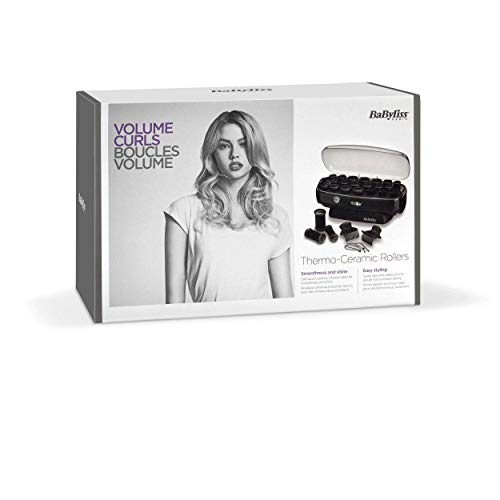 BaByliss RS035E Set de rulos térmicos de cerámica 20 rulos, 8 grandes de 32 mm, 6 medianos de 26mm, 6 pequeños de 19mm, 10 pinzas grandes, 20 horquillas para ondas y rizos duraderos y con volumen