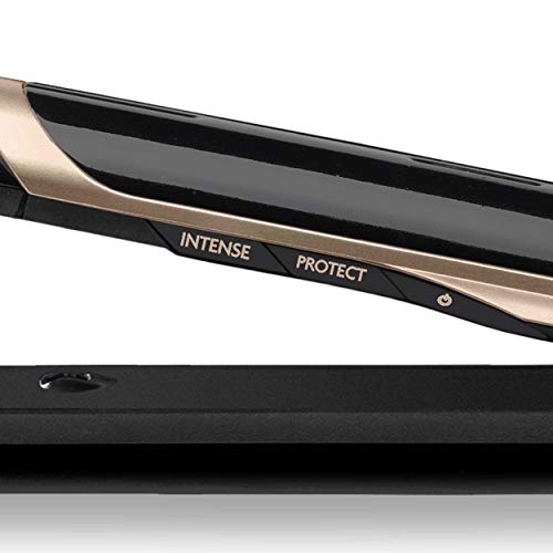 BaByliss ST393E Plancha de pelo profesional, iónica, placas flotantes extra largas de cerámica de titanio para un deslizamiento ultra suave, 6 temperaturas de 140ºC a 235ºC, modo intenso y protección