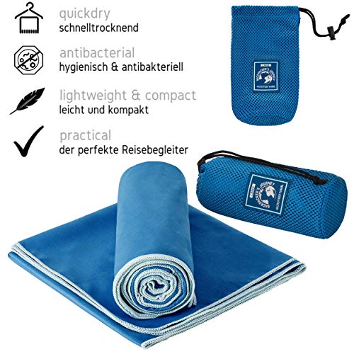 Backpacker's Journey Toallas de Microfibra en S M L XL. La Toalla de Viaje es Ligera, de Secado rápido, Absorbente y antibacteriana (Azul XL)