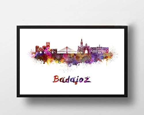 Badajoz Skyline en Acuarela Papel Mate 240gr DIN A2